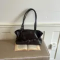 Sac à main épaule en cuir PU marron foncé rétro cabas de bureau avec sangle variante. - Style de Sac Tote (BZLL-6886) / Brun Sans Pendentif