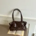 Sac à bandoulière marron vintage pour femme, cabas élégant en cuir PU avec œillets. - Style de Sac Tote (BZLL-6886) / Marron Foncé Sans Pendentif