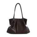Borsa a spalla grande marrone retro per donna, elegante borsa da lavoro casual. - Con Ciondolo / Marrone