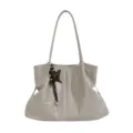 Borsa a Tracolla Donna Grande Capacità in Pelle PU Borsa Shopper con Ciondolo Farfalla - Con Ciondolo / Grigio Latte