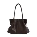 Borsa a spalla in pelle marrone retrò grande capacità donna shopper tote elegante - Senza Ciondoli / Marrone