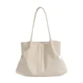 Borsa a tracolla in pelle morbida bianco sporco, elegante tote bag capiente da donna. - Senza Ciondoli / Bianco avorio