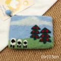 Handmade wool felt coin purse cute cartoon sheep landscape small zip wallet bag - Pine Tree Little Sheep