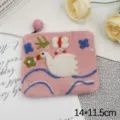 Handmade wool felt coin purse cute swan design zipper wallet portable card holder pink - Pink Swan