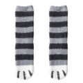 Chaussettes douillettes patte de chat rayées polaire corail hiver chaud pour femmes - Taille unique / Rayures Grises