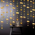 Ghirlanda di cuori in carta dorata per decorazione appendere matrimonio san valentino 4m - 4 Metri / Doppio cuore dorato a specchio