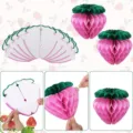 Sfere a nido d'ape di fragola decorazioni sospese in carta per feste di compleanno. - 6 Pollici 15cm Palla a Nido d'Ape di Fragola / Rosa