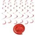 Decorazioni a spirale sospese in metallo rosso, festoni a spirale per festa di compleanno. - Doppia Spirale Confezione da 6 / Rosso