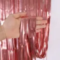 Rideau à franges en or rose mat SKU variant, 2m décoration de fond de fête et tinsel. - Or Rose Mat
