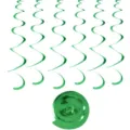 Green metallic hanging swirls party decorations, foil ceiling streamers for birthday weddings. - Double Spiral 6 Pack / Green