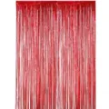Cortina de flecos de aluminio rojo brillante fondo para fiesta de cumpleanos boda 2m. - 1 m de ancho, 2 m de alto / Rojo Brillante