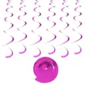 6pcs Pink Foil Swirl Decorations Hanging Streamers Birthday Party Wedding Background 3D Pendants - Double Spiral 6 Pack / Rose Red