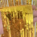 Gold Foil Fringe Curtain, Metallic Tinsel Door Curtain for Party Birthday Wedding Decor - 1x1m / Gold