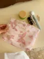 Pink butterfly cosmetic bag, stylish travel makeup pouch and portable toiletry storage. - L / Glitter Butterfly