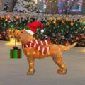 Decorazione da giardino per cani luminosi di Natale con cappello da Babbo Natale e sciarpa LED. - modello 2 / Imballaggio in busta a bolle