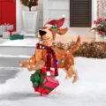Decorazione luminosa per cani di Natale per giardino, scultura illuminata a LED e dettagli festivi. - Modello 4 / Imballaggio in busta a bolle