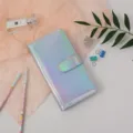 Vista detallada del álbum de fotos holográfico brillante de 3 pulgadas con bordes cosidos y cierre magnético. - 3 Pulgadas 108 Bolsillos / PU Holográfico