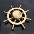 Detailed close-up view of a brass ship steering wheel fidget spinner, showing metal texture. - Pure Copper Detachable - CT-03 Helm Model