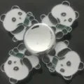 Cute panda fidget spinner main image showcasing four enamel panda designs with metal bearing. - Cartoon Silver Panda Big Bamboo