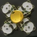 Cute panda fidget spinner with golden center cap, metal enamel stress relief hand toy for kids. - Cartoon Gold Panda Big Bamboo