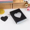 3-inch mini photocard holder binder heart cutout black Kpop photo album storage book - 3-Inch 32 Pockets / Jelly Black