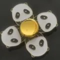 Cute panda fidget spinner with four cartoon bear blades and gold center cap toy for focus. - OPP Bag / Cartoon Gold Panda Head