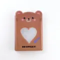Cute brown bear mini photo album 3 inch K-pop photocard holder with heart window for collectors - Brown Bear