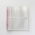 Transparent glitter 6-ring photocard binder detail with pink rings and snap button closure. - 5 Inch 6 Holes / Pink