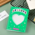 Mini Kpop Photocard Holder 3 Inch Polaroid Photo Album Cute Green Heart Hollow Mini Storage Book - 3 Inch 32 Pockets Heart Cutout / Green