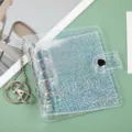 Mini álbum de fotos transparente holográfico de 3 anillas con práctico llavero elegante - 10 Pcs Páginas de Recambio PVC / Brillo Láser