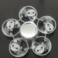 Metal Fidget Spinner Panda Theme Five Blade Stress Relief Hand Toy Silver Tone Gift - OPP Bag / Cartoon Silver Panda Bamboo Forest