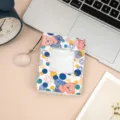 Cute 3-inch photocard binder, mini bear photo album for kpop photocards and polaroids. - 3 Inch Frosted Square Hollow Starry Sky / Bicycle Bear