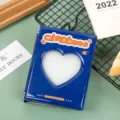 Mini cute polaroid photo album 3 inch kpop photocard holder book ins style blue cover - 3 Inch 32 Pockets Heart Cutout / Dark Blue Cute Tiger
