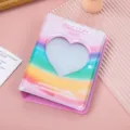 Cute heart-shaped 3-inch mini photocard collect book, polaroid photo album and idol card storage. - Rainbow Style