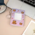 3-inch mini photocard binder cute purple glitter polaroid album kpop idol photo holder - 3 Inch Frosted Square Hollow Starry Sky / Purple Bear