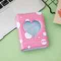 Mini álbum de fotos rosa con lunares y ventana de corazón para fotos instantáneas regalo - Rosa Círculo Corazón Hueco