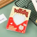 Mini 3-inch Polaroid photocard holder album with heart cutout cute cat cover design. - 3 Inch 32 Pockets Heart Cutout / Deep Red with Yellow Spots