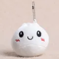 Süßer Plüsch Teigtasche Schlüsselanhänger, weiße weiche Baozi Plüschfigur mit Metallkette. - 7cm / Weiß