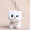 Mignon porte-clés en peluche chat blanc avec écharpe florale, adorable pendentif de sac. - Chat à Écharpe (Blanc) / Environ 12 cm / Blanc