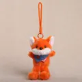 Cute plush fox keychain bag charm with scarf soft stuffed animal keyring pendant decor - Dressed Animal Pendant - Fox / Approx 15cm
