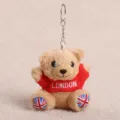 Cute plush teddy bear keychain bag pendant with London red sweater and soft toy gift for kids women - London Bear Keychain - Red Hoodie / About 9cm