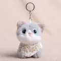 Adorable porte-clés chat en peluche grise avec foulard floral, charmant accessoire de sac. - Chat à Écharpe (Gris) / Environ 12 cm / Gris