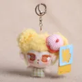 Cute plush doll keychain with big eyes and a small hat, soft cartoon pendant for keys and bags. - Big Eye Cute Doll Pendant Yellow