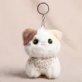 Mignon porte-clés chat tricolore peluche sac pendentif style japonais animal en peluche doux mignon - Chat à Écharpe (Calico) / Environ 12 cm / Beige