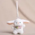 Niedlicher Plüsch-Kaninchen-Schlüsselanhänger mit rosa Schal und weichem Stofftier-Taschenanhänger. - Schal Tieranhänger - Hase