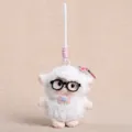 Cute plush sheep keychain with black glasses soft lamb doll hanging ornament for backpack - Lamb With Glasses-White / 14cm