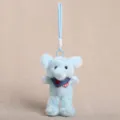 Süßer blauer Plüsch Elefant Schlüsselanhänger mit stylischem Mini Schal für Rucksack und Tasche - Gekleideter Tieranhänger - Elefant