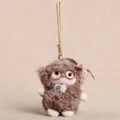 Cute brown sheep plush pendant keychain with glasses and bow tie, soft fluffy toy accessory. - Lamb With Glasses-Brown / 14cm