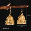 Χρυσά ινδικά σκουλαρίκια Jhumka για γυναίκες, vintage κρεμαστά σκουλαρίκια με καμπάνα και φούντα. - Χρυσό Κούφιο Στυλ Κουδουνιού (6116)