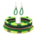 Handgemaakte multi-layer touw gewikkelde statement ketting en oorbellen set Afrikaanse stijl. - Groen